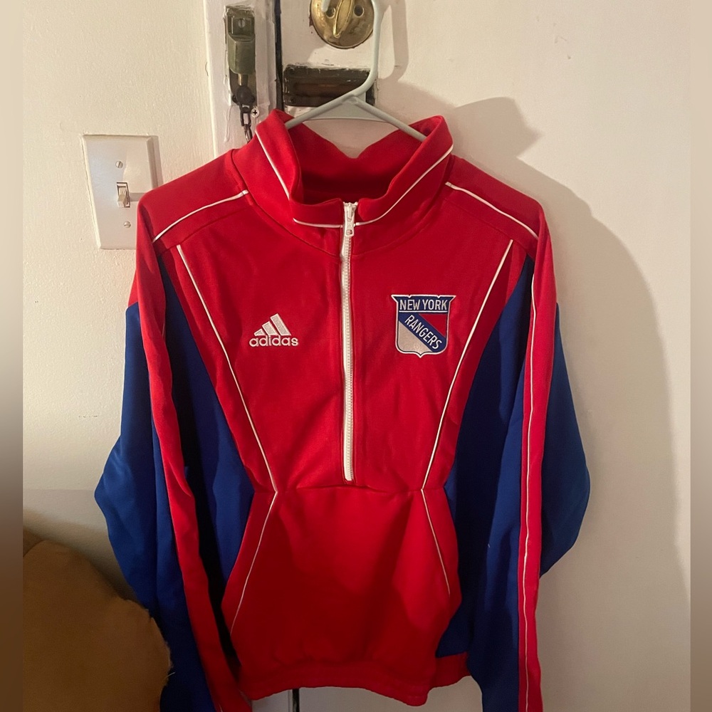 New York Rangers Adidas men’s NHL 1/2 zip tracker jacket L